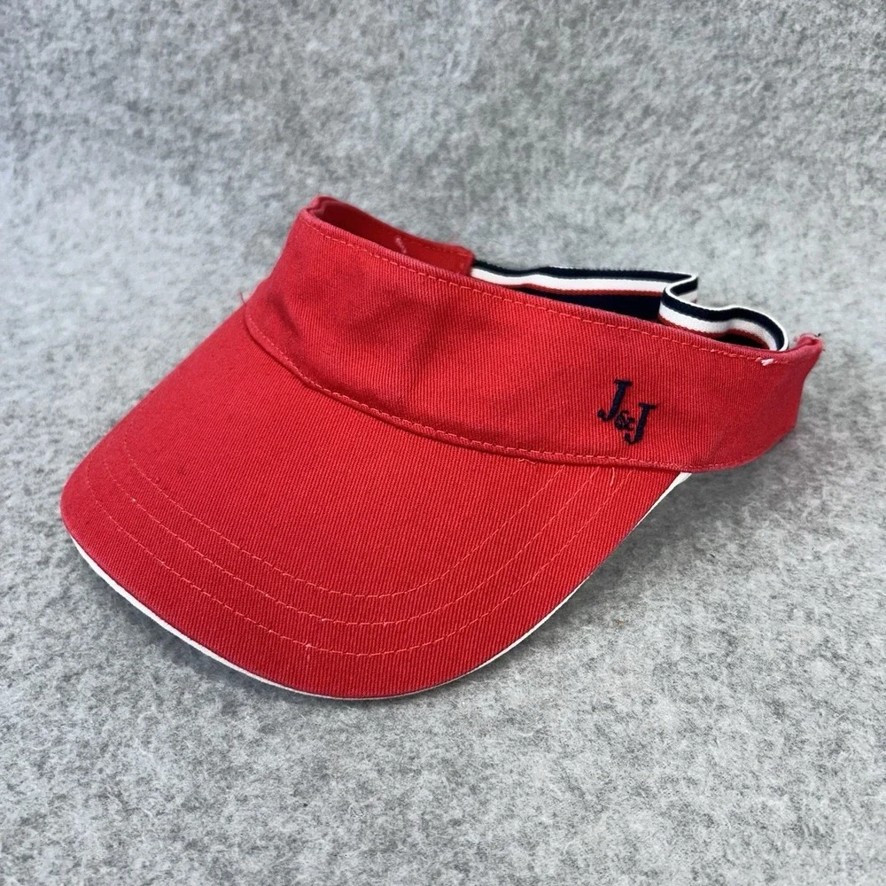 Janie and Jack Red‎ Visor Toddler 2T 3 Hook Loop Elastic Preppy Sun Hat